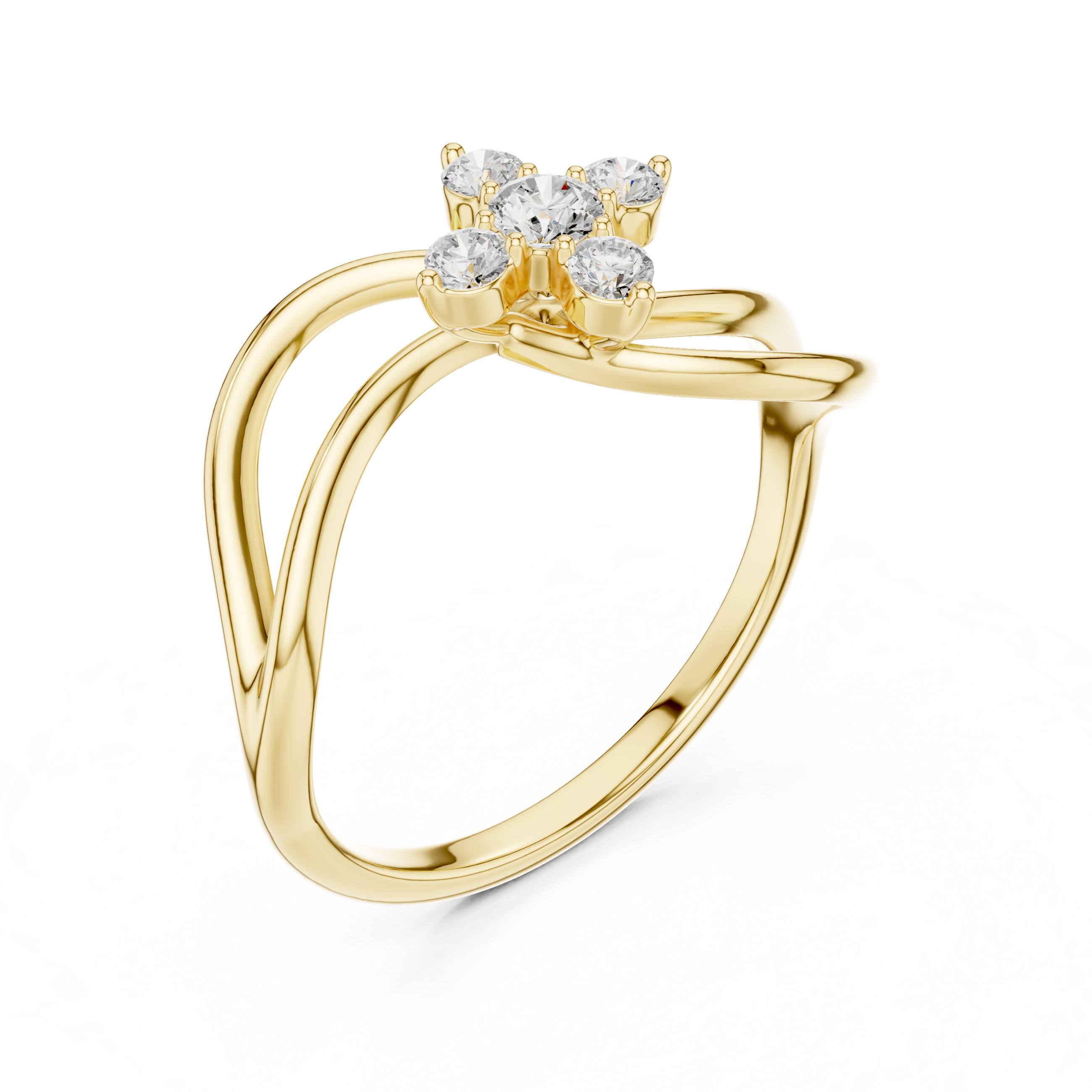 Infinity Twist Diamond Ring – Floral Cluster Promise Ring with Open Loop Design