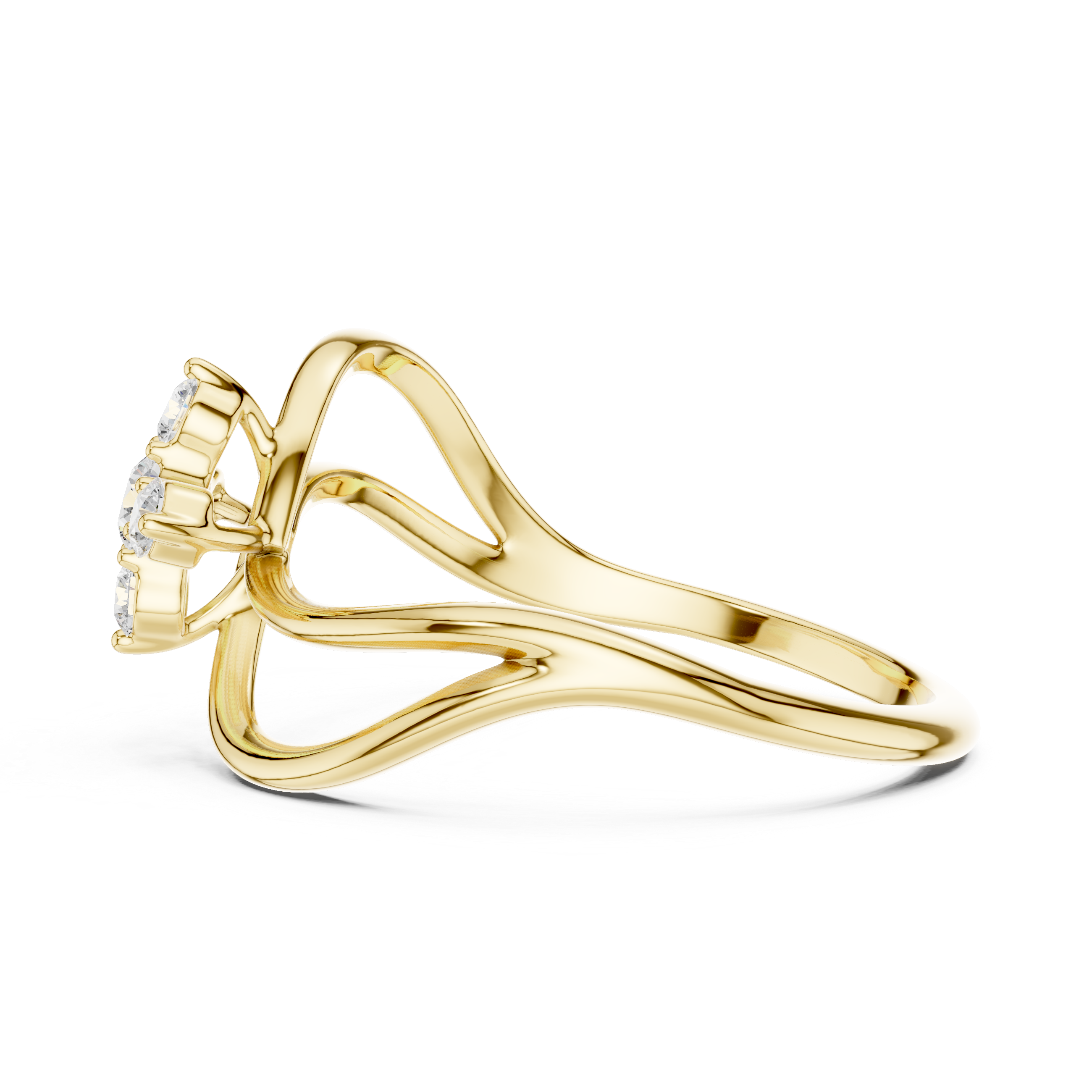 Infinity Twist Diamond Ring – Floral Cluster Promise Ring with Open Loop Design