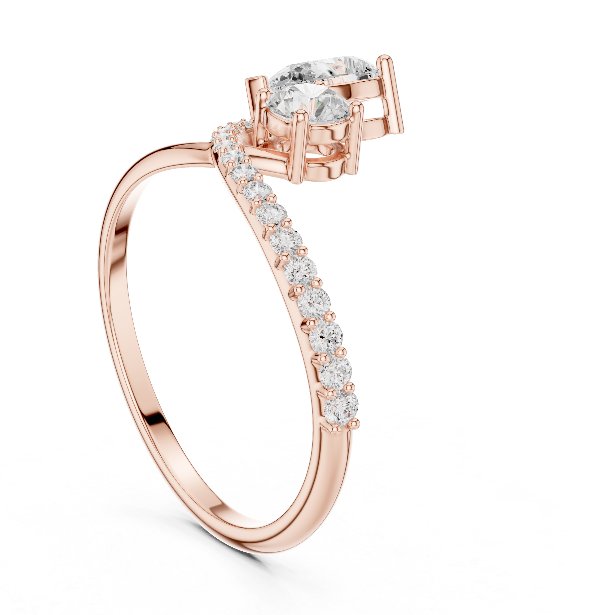 Pear Cut Bypass Diamond Ring – Asymmetrical Open Design Engagement Ring