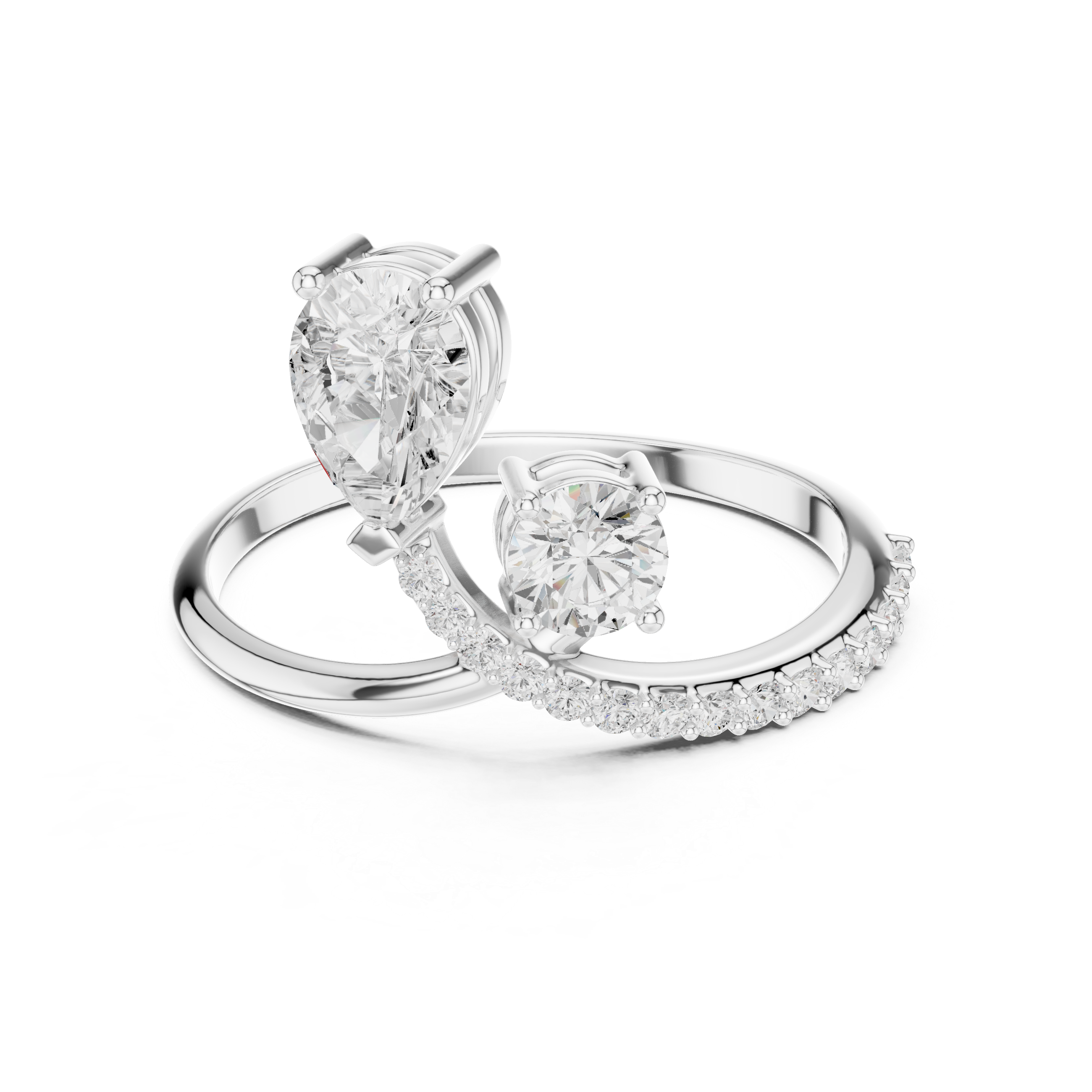 Pear Cut Bypass Diamond Ring – Asymmetrical Open Design Engagement Ring