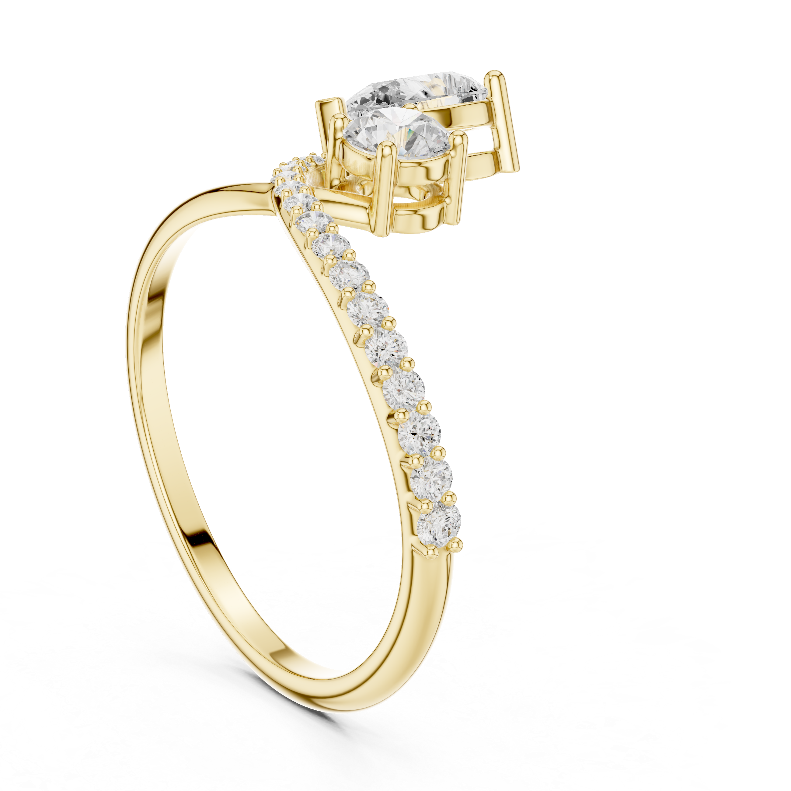 Pear Cut Bypass Diamond Ring – Asymmetrical Open Design Engagement Ring