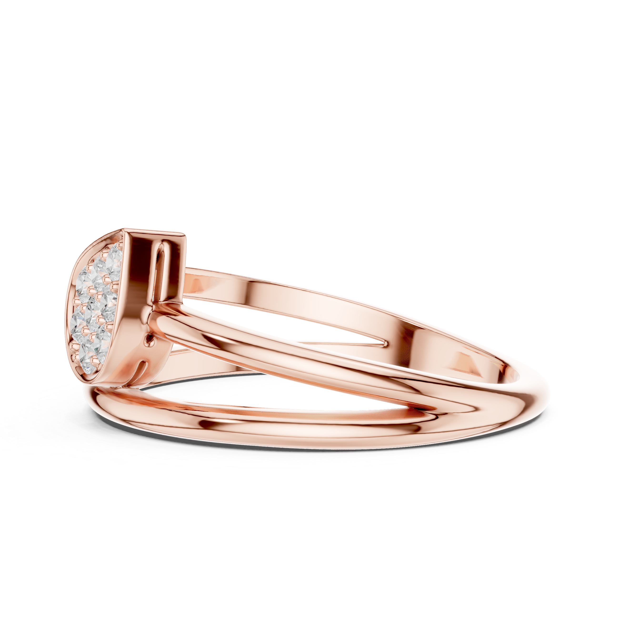 Pear-Shaped Pavé Diamond Ring – Modern Double Band Open Ring