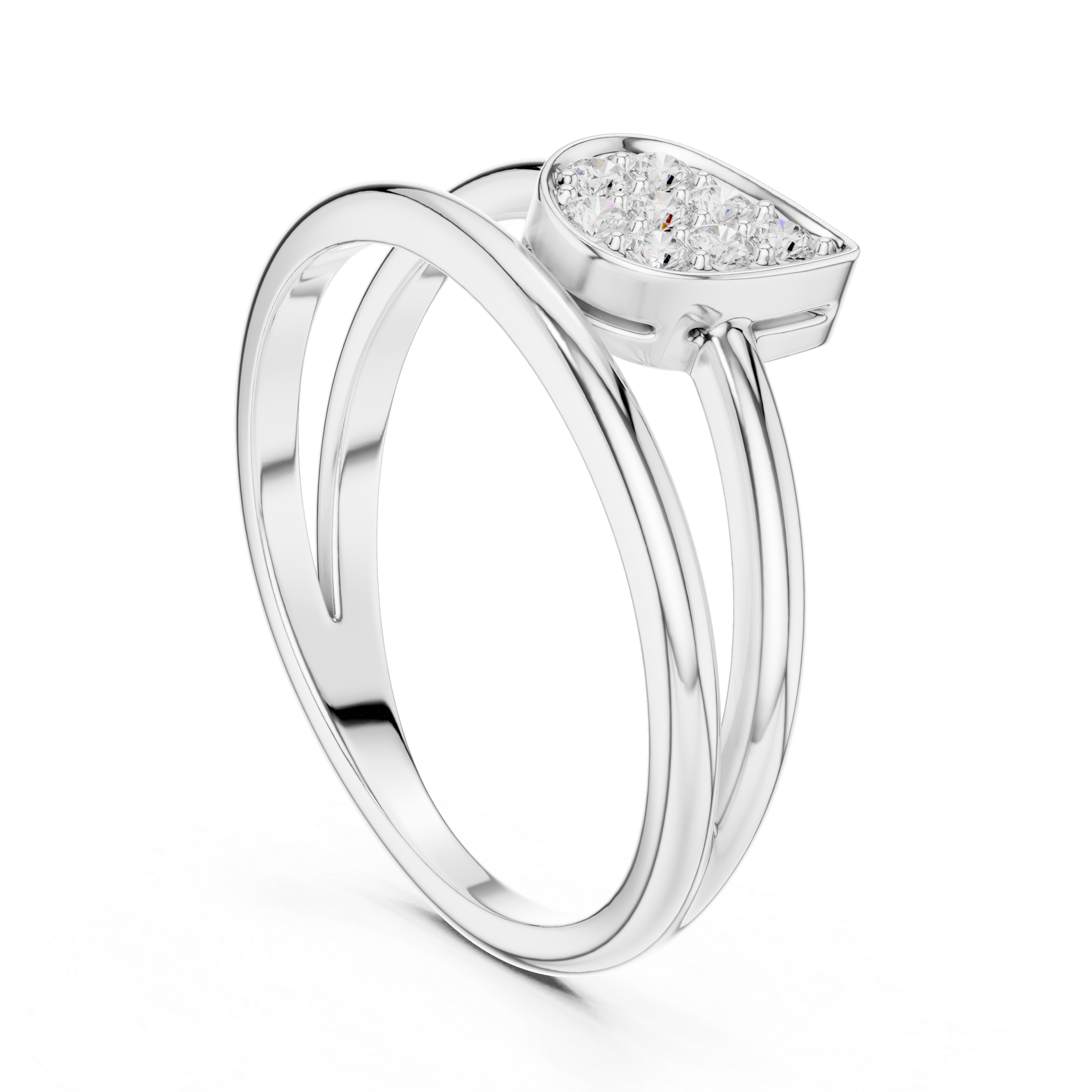 Pear-Shaped Pavé Diamond Ring – Modern Double Band Open Ring