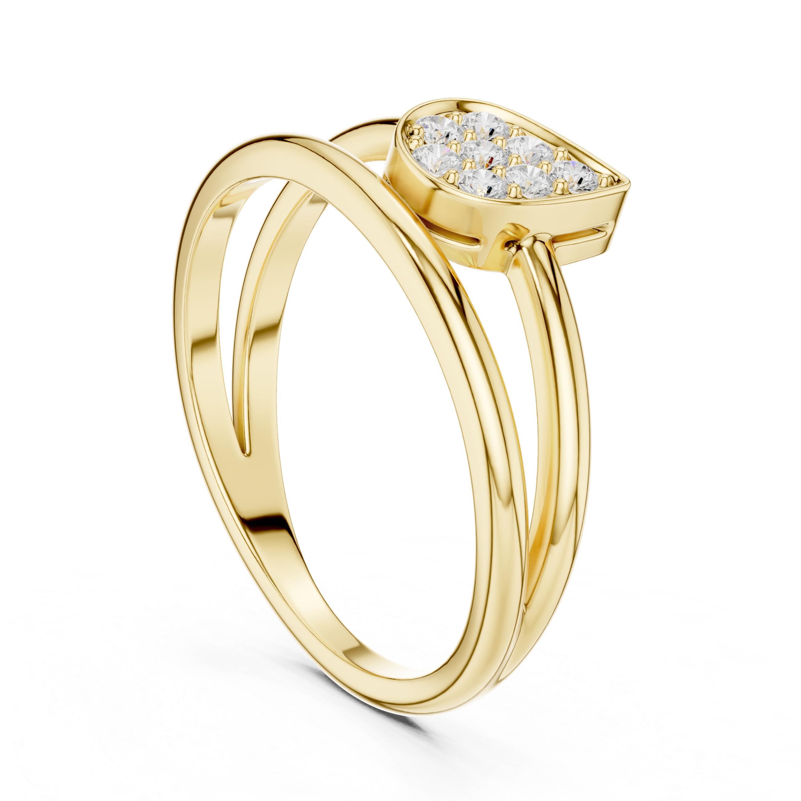 Pear-Shaped Pavé Diamond Ring – Modern Double Band Open Ring