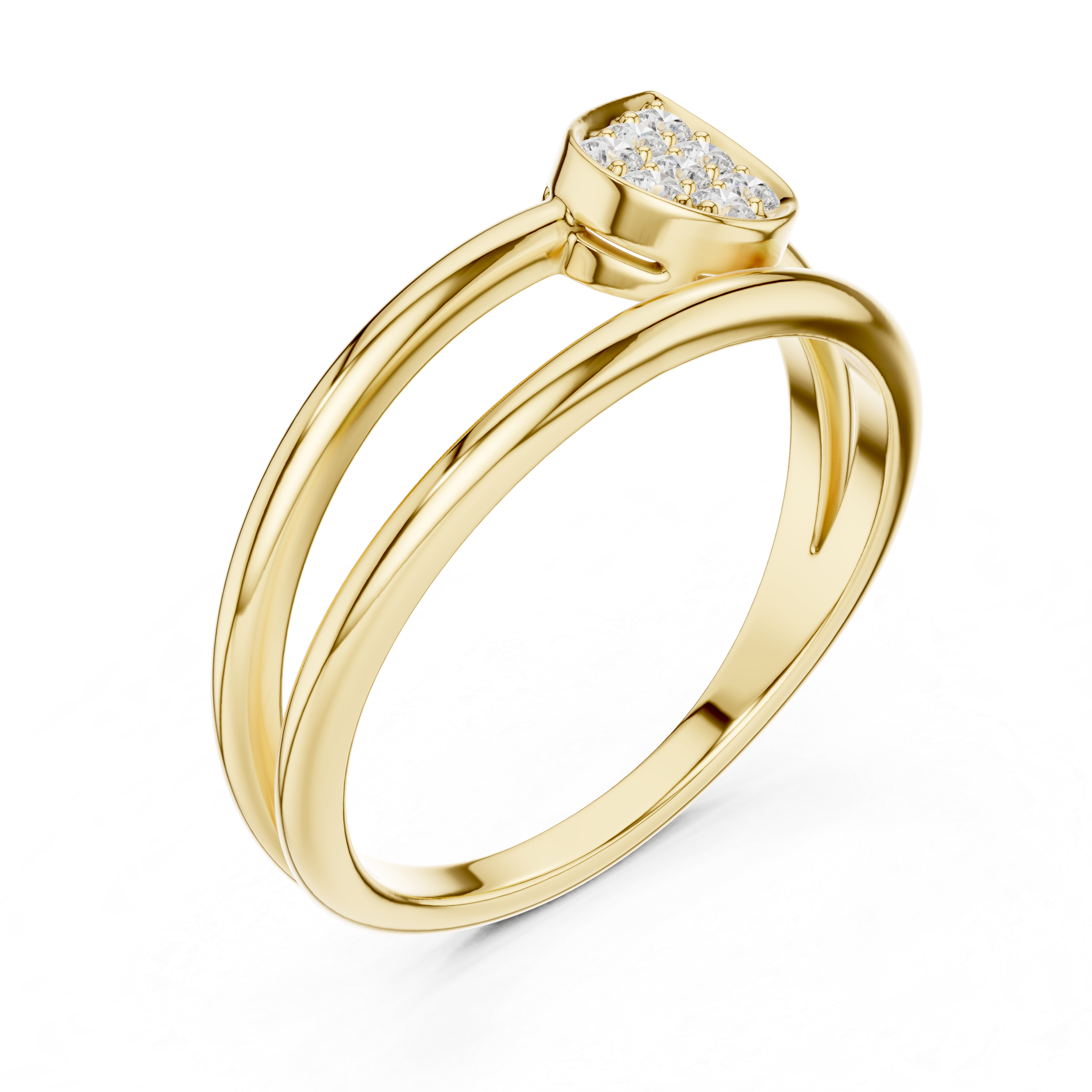 Pear-Shaped Pavé Diamond Ring – Modern Double Band Open Ring