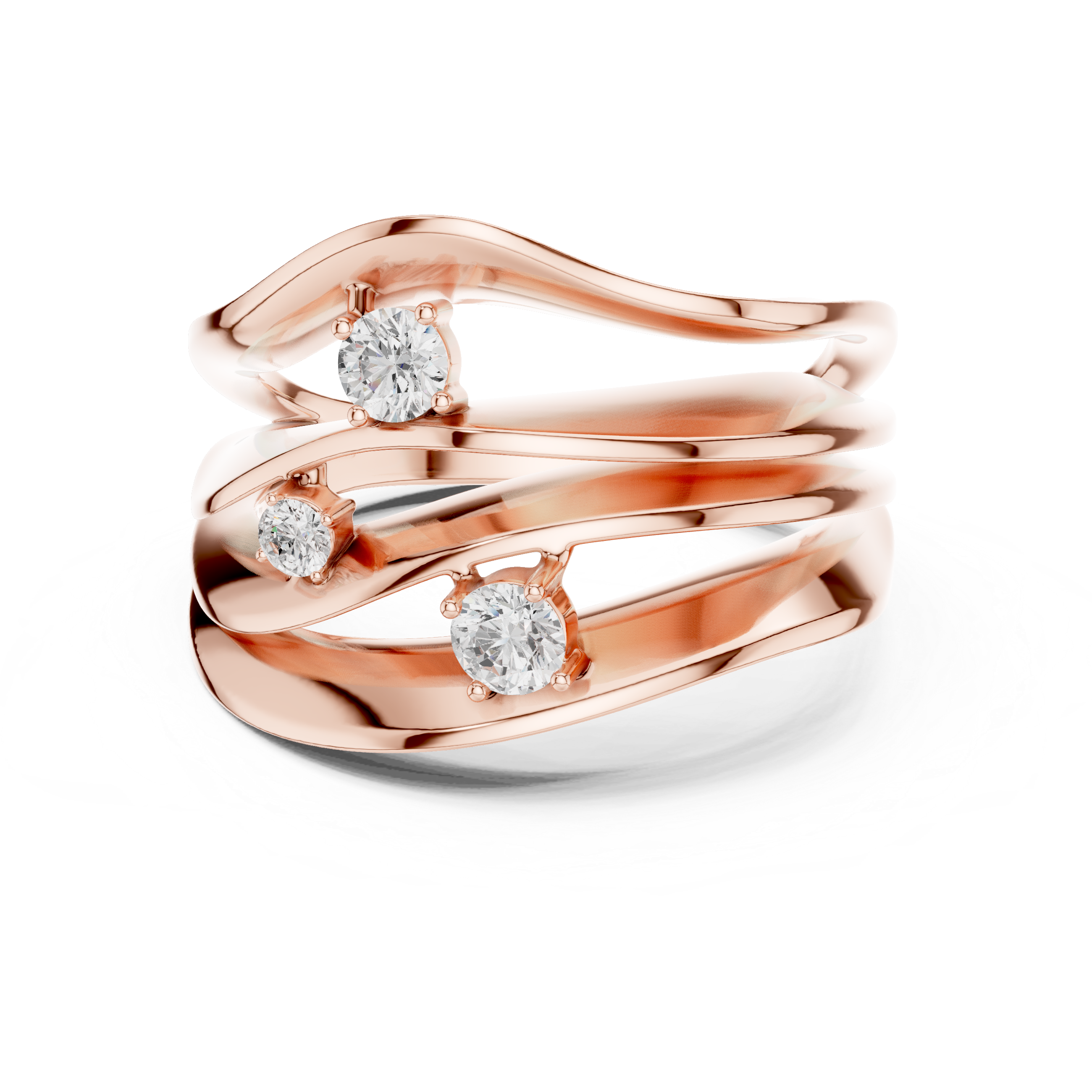 Triple Diamond Multi-Layer Wrap Ring – Contemporary Statement Ring