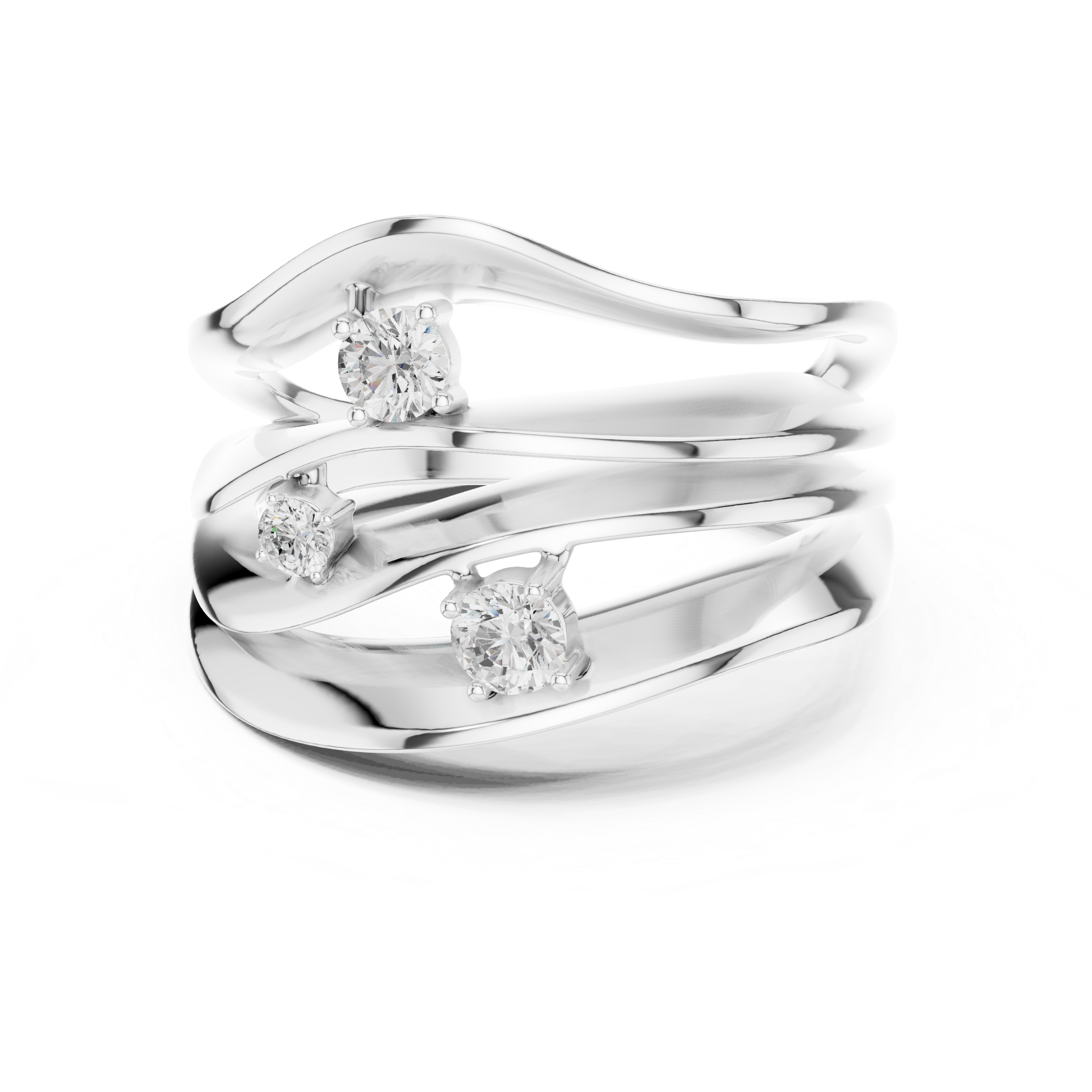 Triple Diamond Multi-Layer Wrap Ring – Contemporary Statement Ring