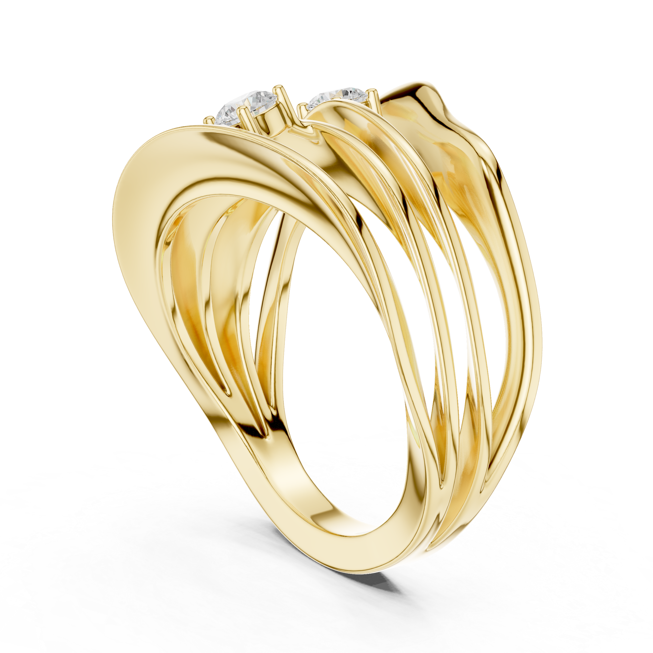 Triple Diamond Multi-Layer Wrap Ring – Contemporary Statement Ring
