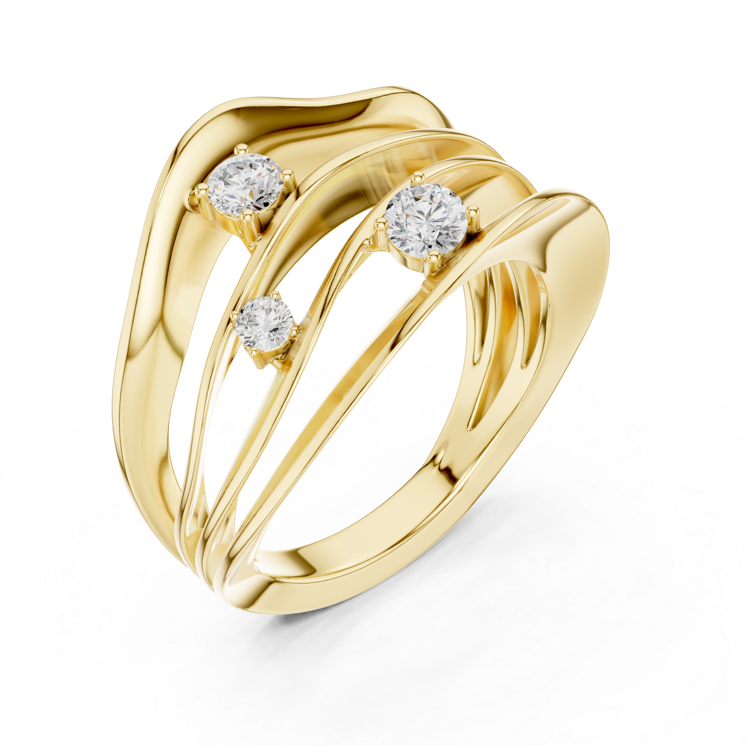 Triple Diamond Multi-Layer Wrap Ring – Contemporary Statement Ring