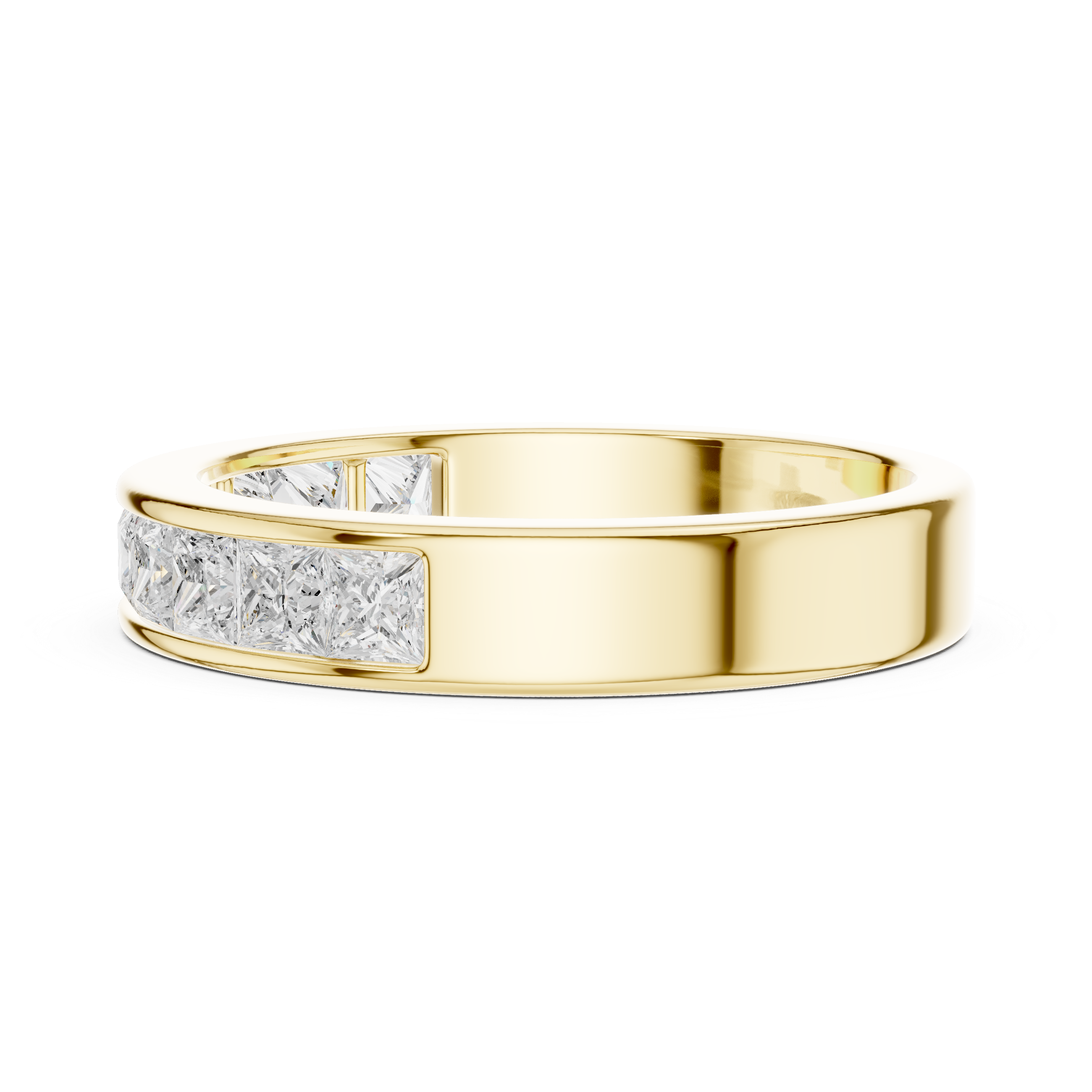 Princess Cut Channel Set Wedding Band – Modern Diamond Eternity Style Ring