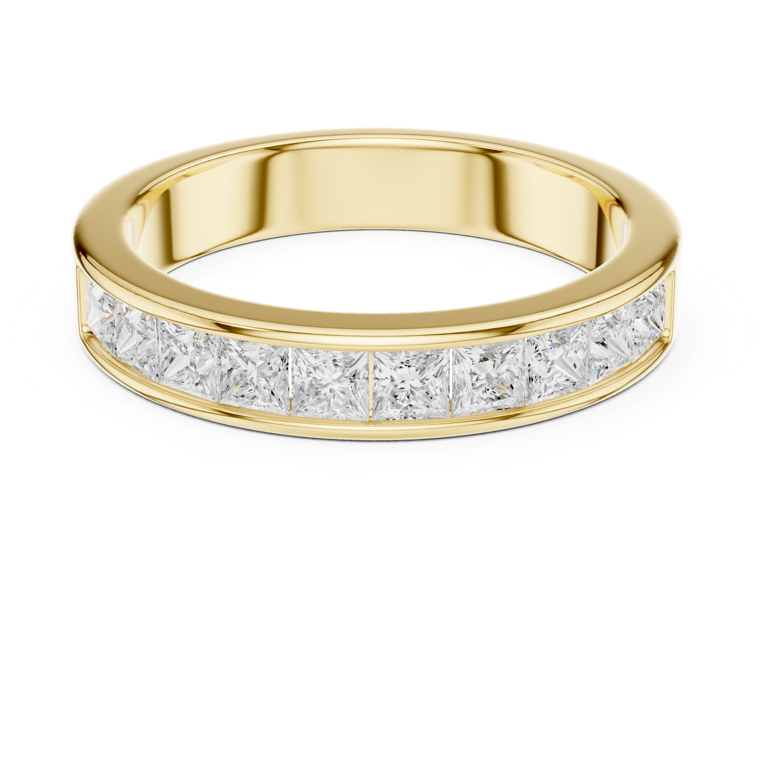 Princess Cut Channel Set Wedding Band – Modern Diamond Eternity Style Ring