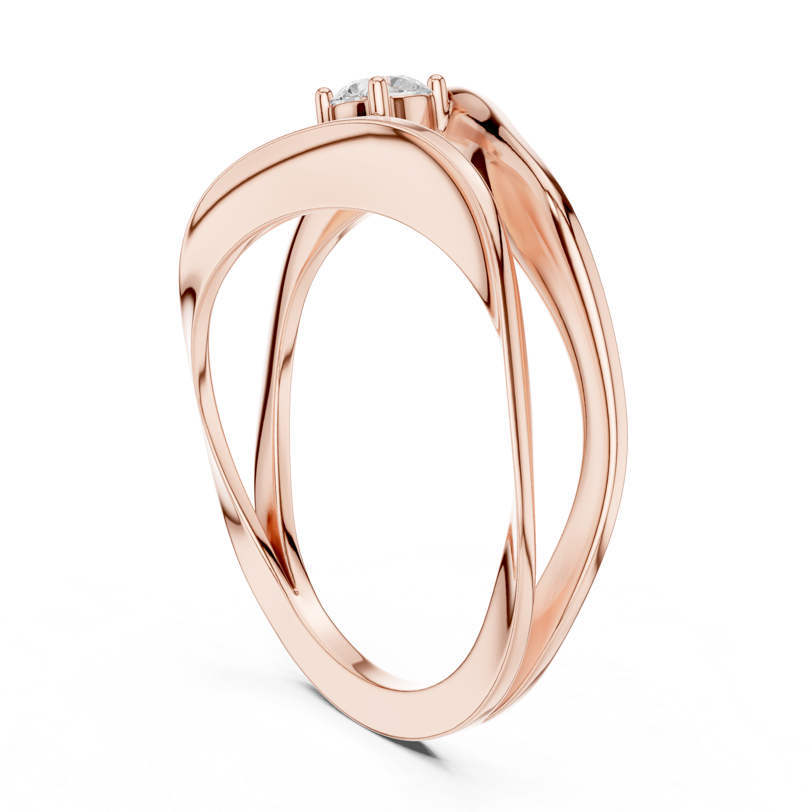 Modern Wave Solitaire Ring – Open Flow Diamond Engagement Ring