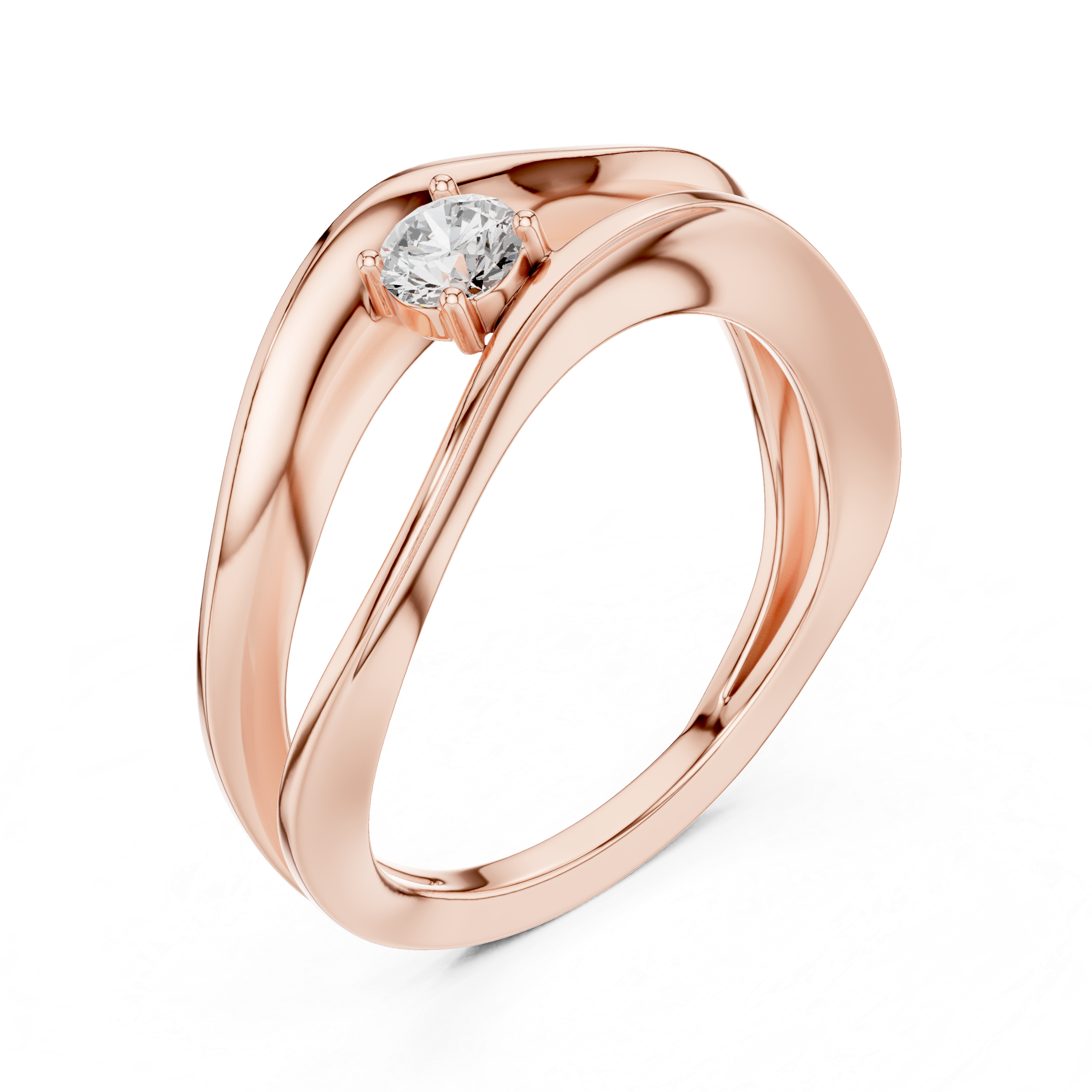 Modern Wave Solitaire Ring – Open Flow Diamond Engagement Ring