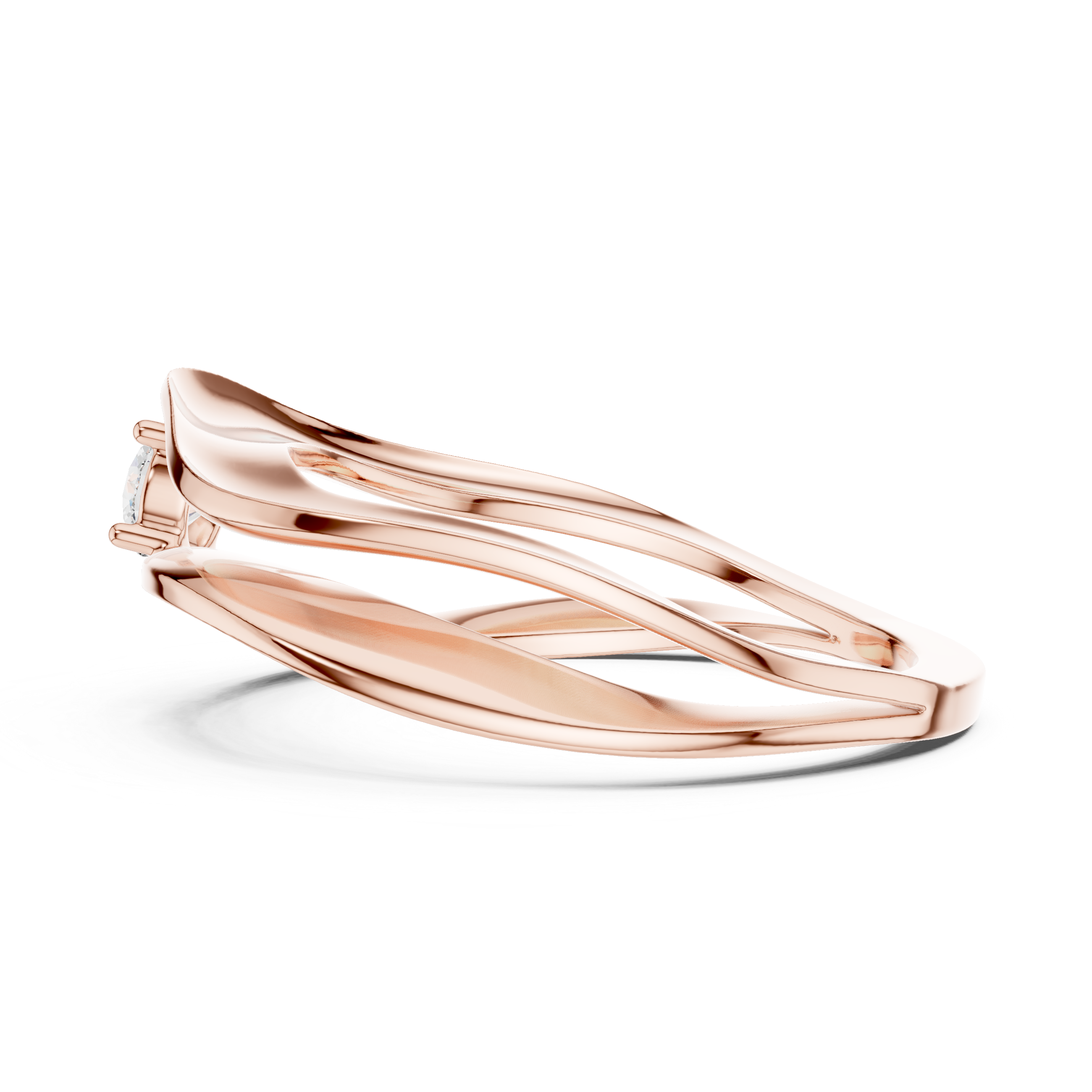 Modern Wave Solitaire Ring – Open Flow Diamond Engagement Ring