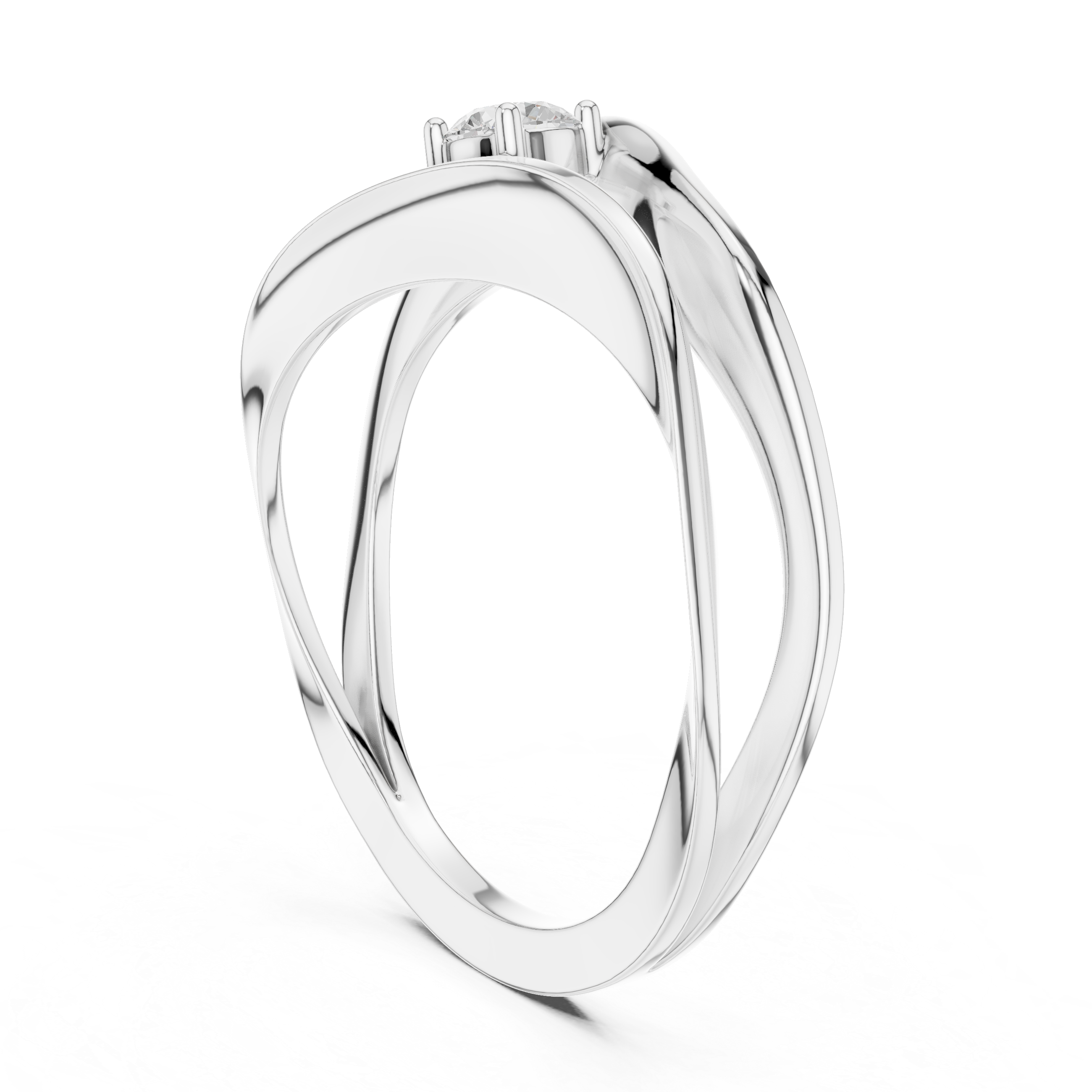 Modern Wave Solitaire Ring – Open Flow Diamond Engagement Ring