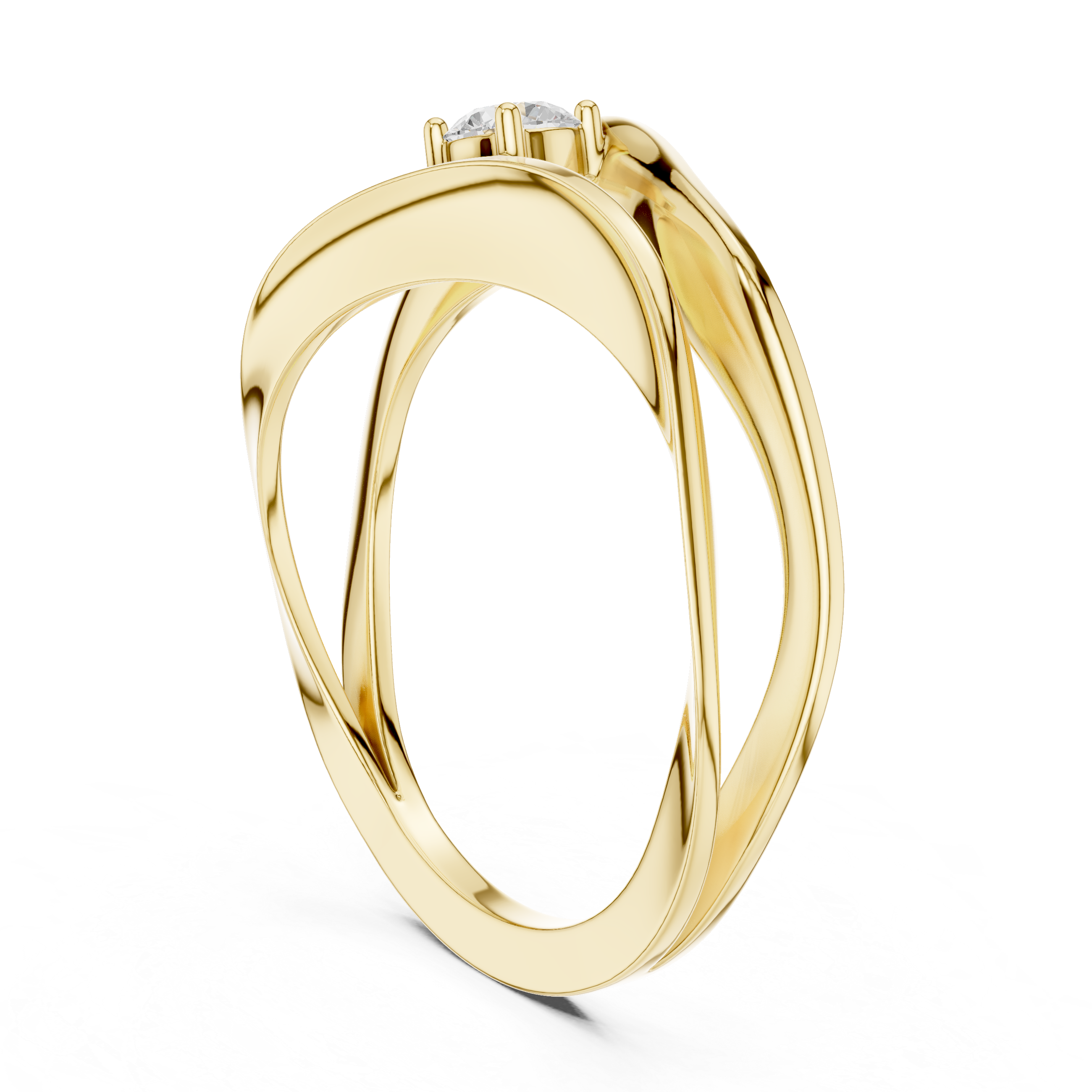 Modern Wave Solitaire Ring – Open Flow Diamond Engagement Ring