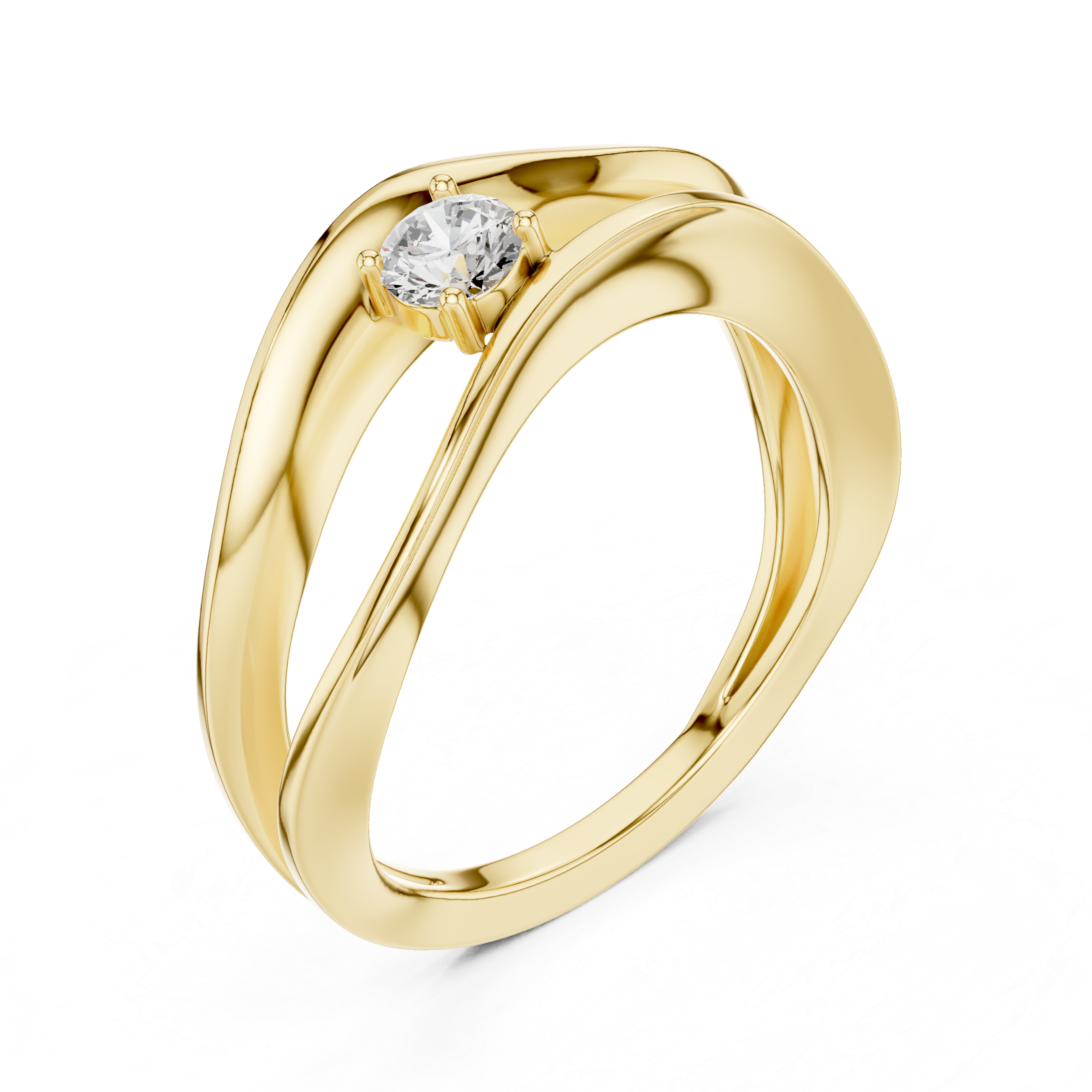 Modern Wave Solitaire Ring – Open Flow Diamond Engagement Ring