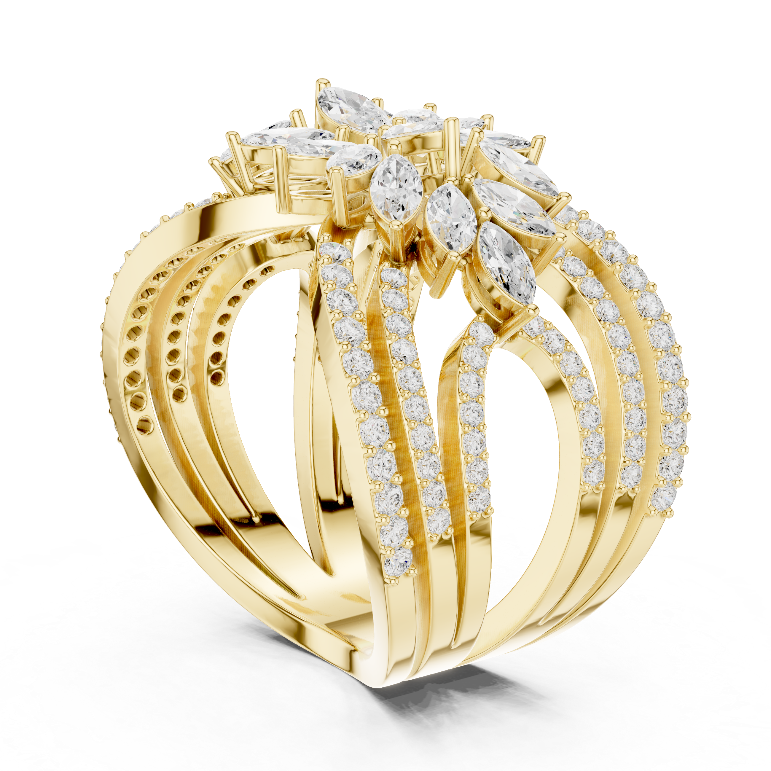 Luxury Marquise Diamond Butterfly Ring – Multi-Row Statement Cocktail Ring