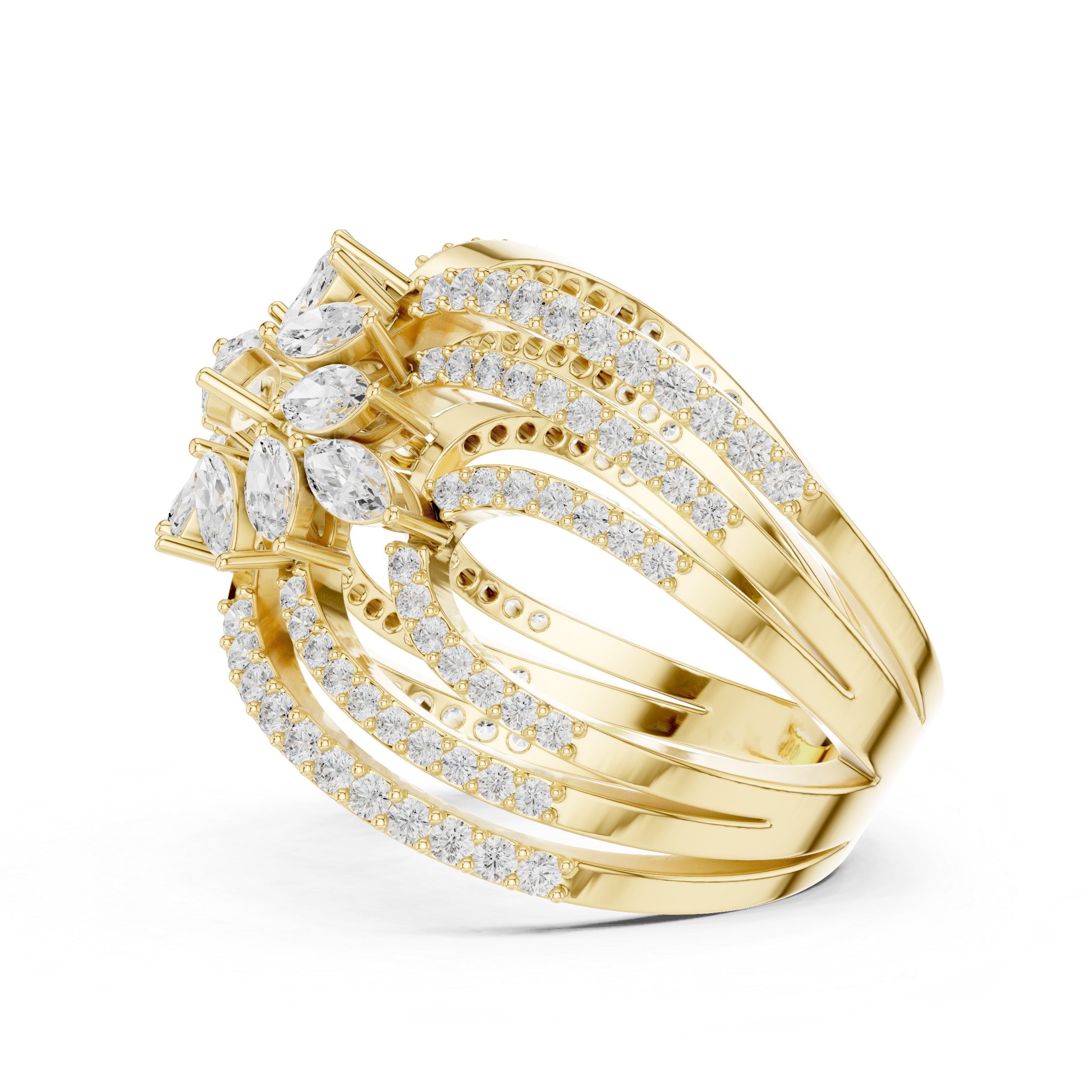 Luxury Marquise Diamond Butterfly Ring – Multi-Row Statement Cocktail Ring