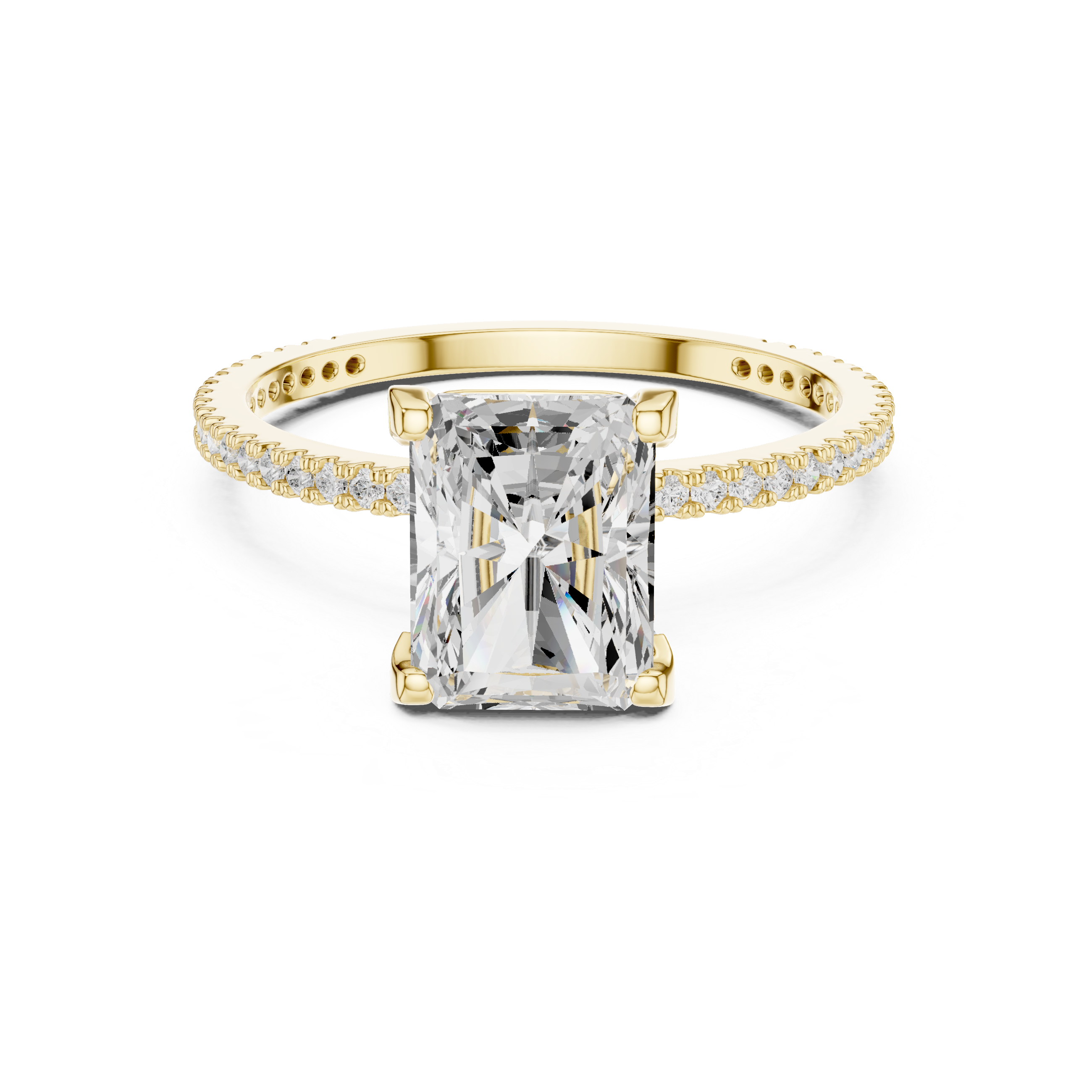 Radiant Cut Solitaire Engagement Ring with Pavé Diamond Band