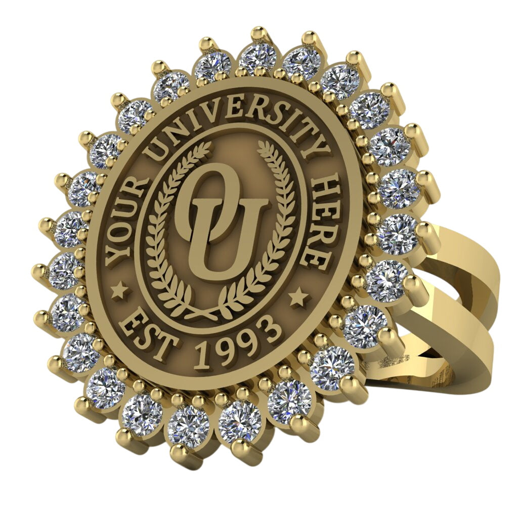 Serku Oval | Knife Edge Band Custom Collage Ring