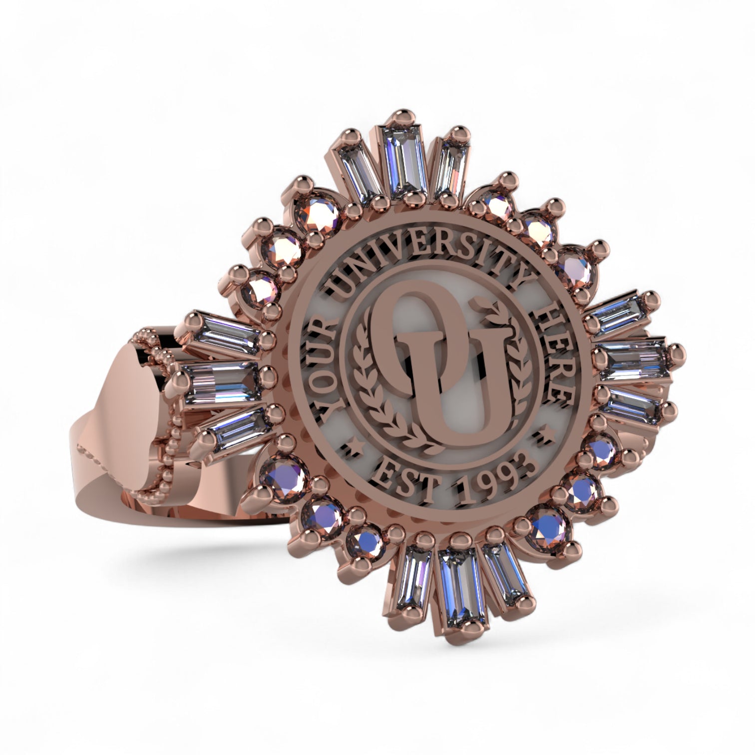 Custom Graduation Ring | Solid Gold & Sterling Silver University Keepsake