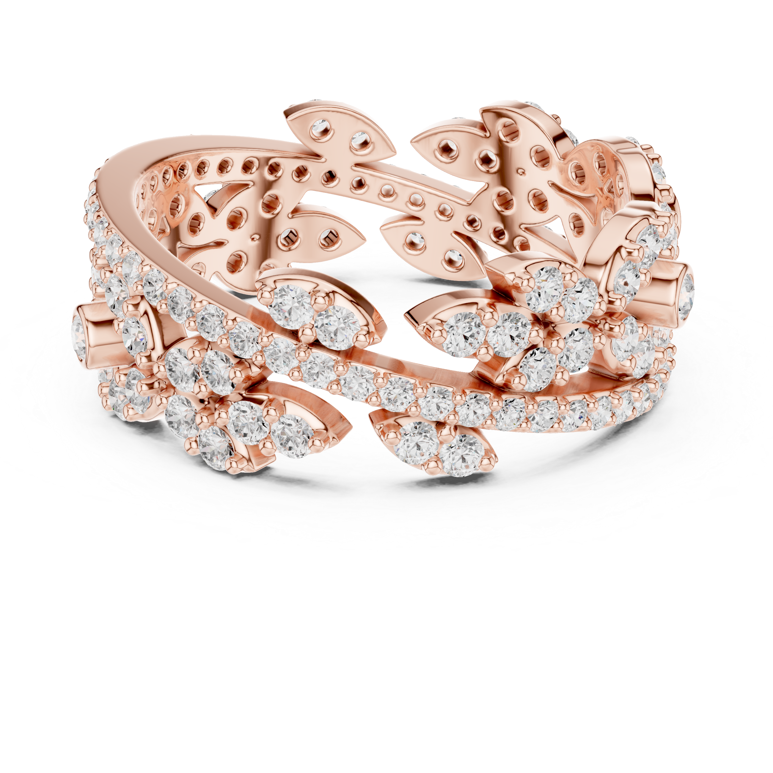Floral Diamond Eternity Band Ring – Vintage Inspired Openwork Statement Ring